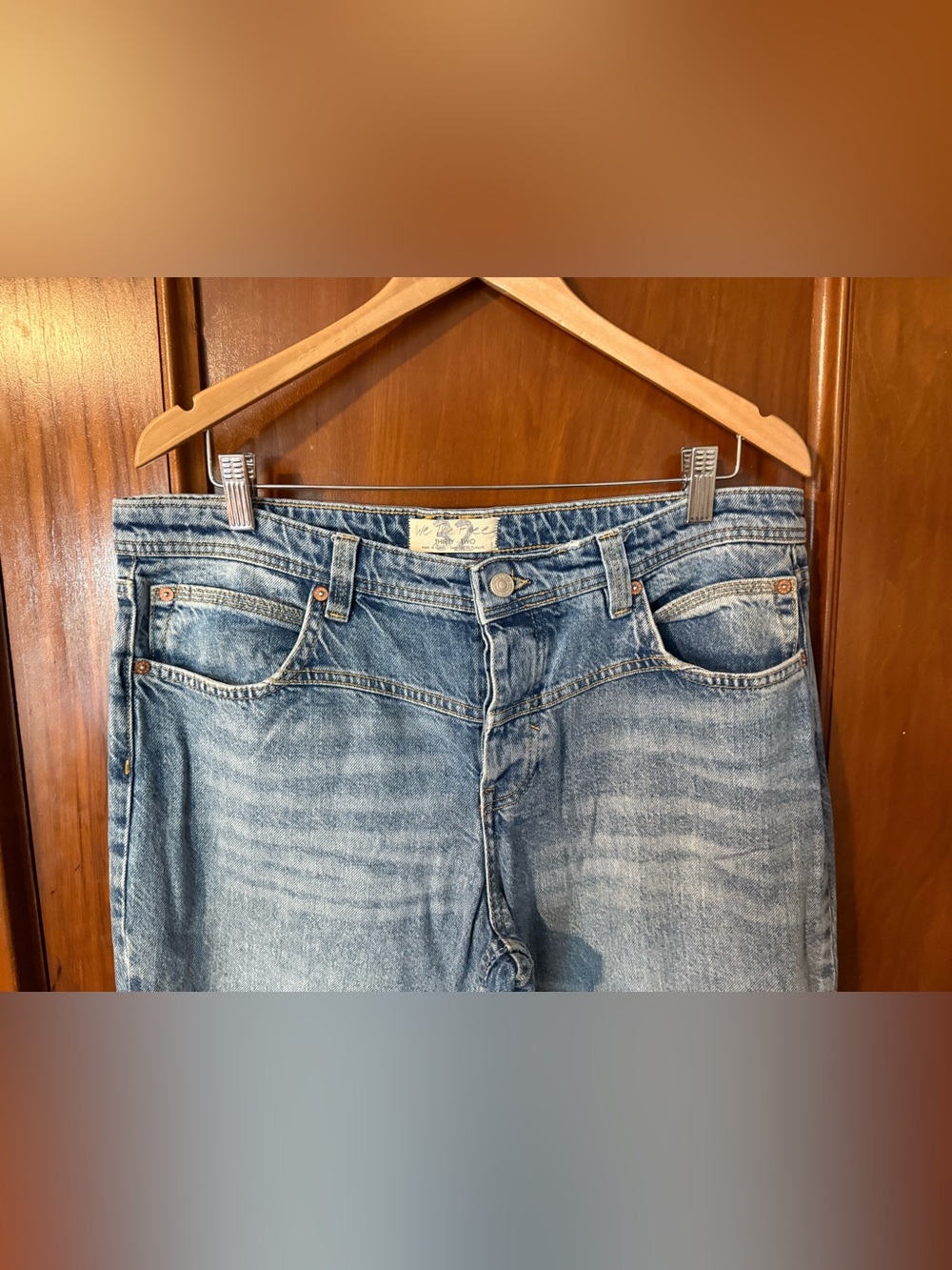 Free People We The Free Yoke Loose Straight Light Wash Blue Jeans Women’s 32 14